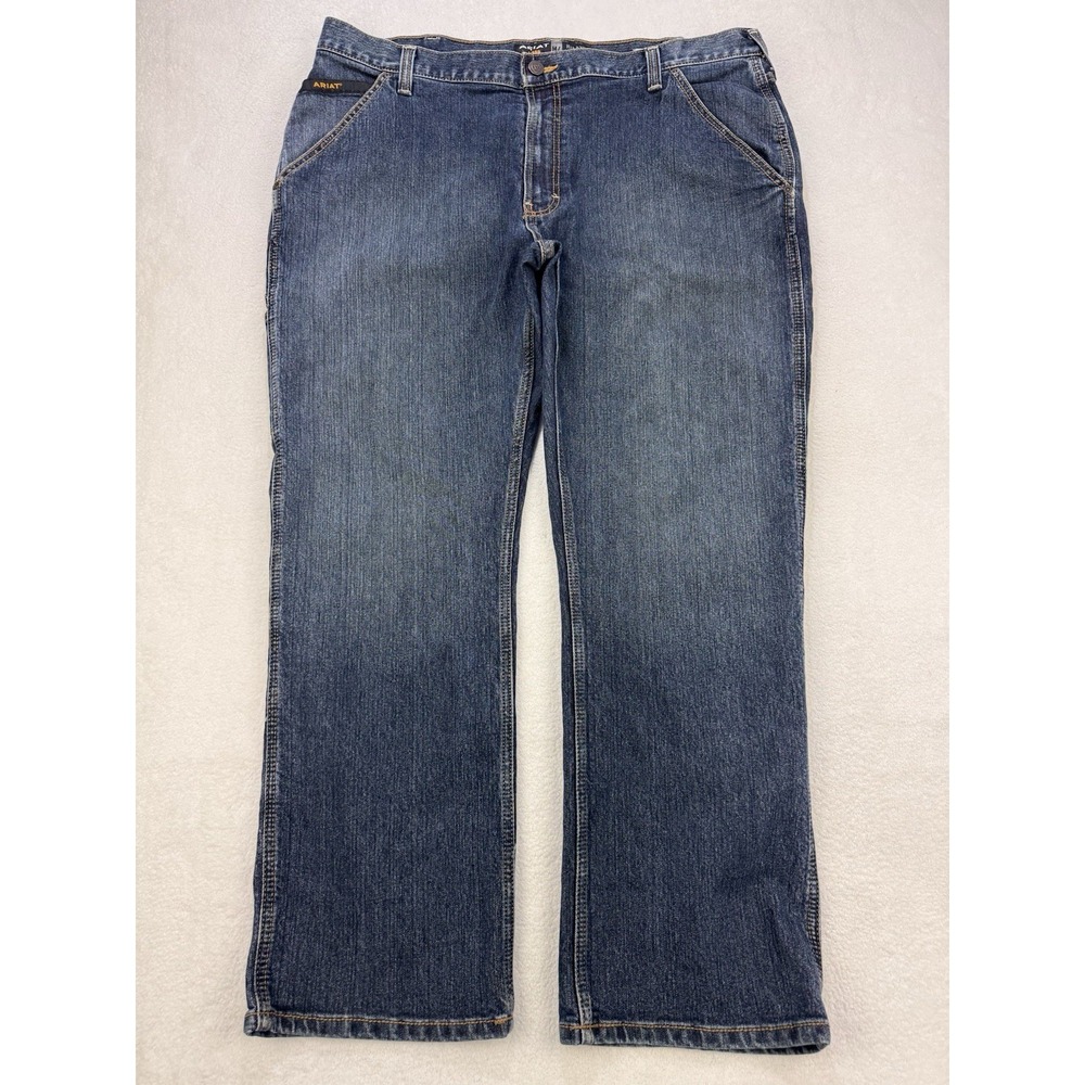 Ariat M4 Rebar Jeans Men 40x30 Blue Relaxed Bootcut Distress Denim Workwear
